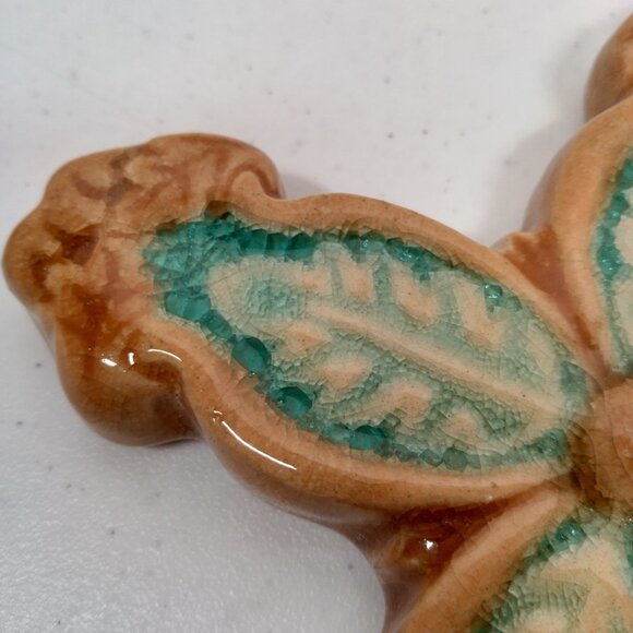 Ceramic Holy Cross Brown Blue Ornate Christian Religious Jesus Easter Hanging - Picture 3 of 12